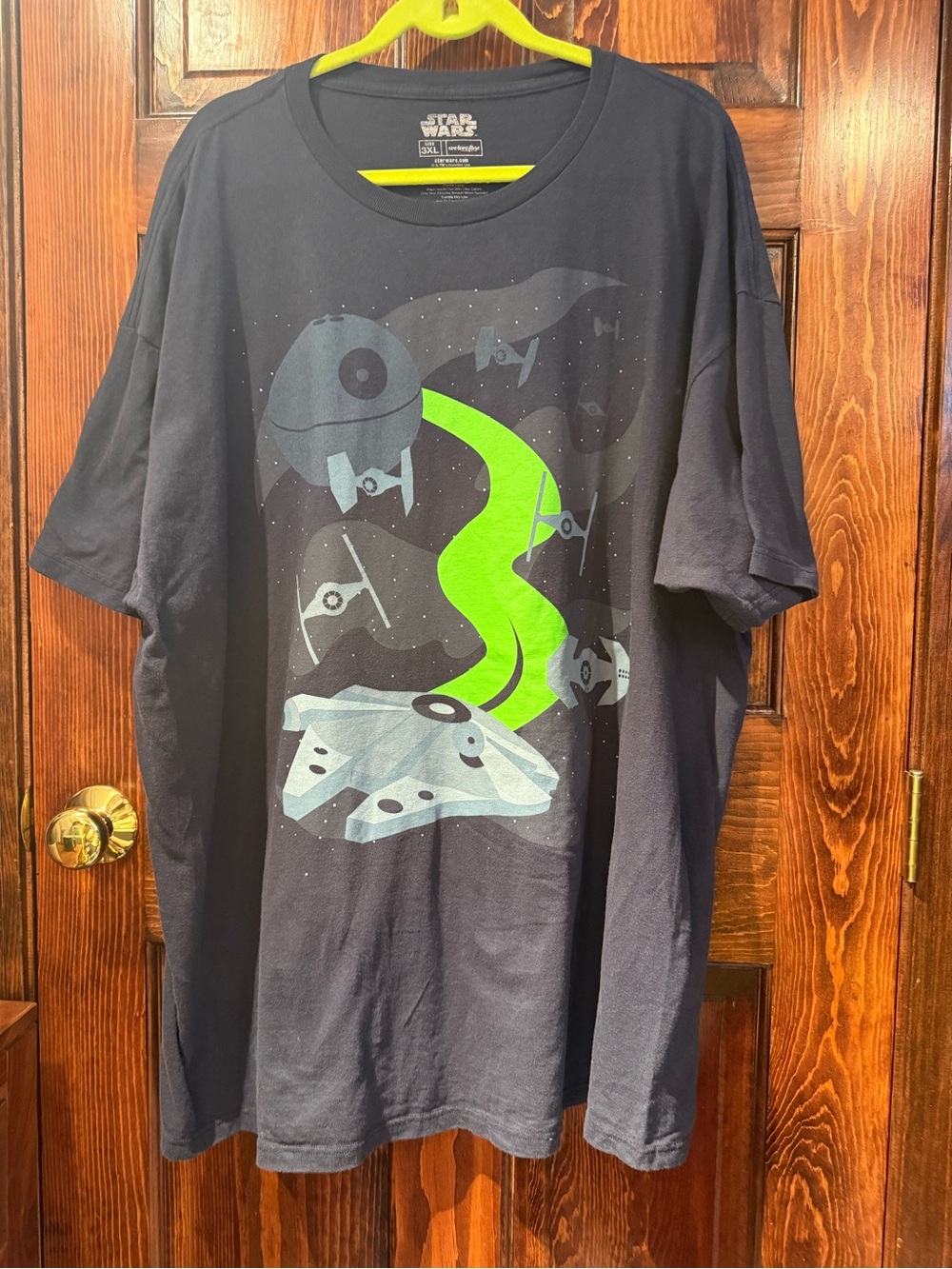 Star Wars Men’s Black Graphic Tee with Neon Green Accent